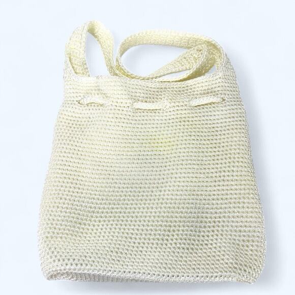 THE SAK Beige Crochet Knit Hobo strap Zip Pocket Purse Bag Handbag - Picture 2 of 7